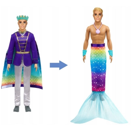Lalka Ken Barbie Dreamtopia Syrena Przemiana GTF93